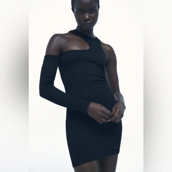 ZARA One Sleeve Seamless Mini Dress - Picture 2 of 10